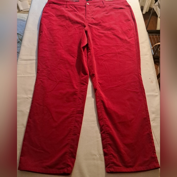 Talbots Pants - Talbots Velveteen Curvy Straight Leg Pants Size 20W Bright Red Preppy Holiday